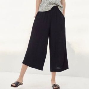 Madewell Black Clemente Highrise Pull On Wide Leg Crop Pants W-208 Size XS